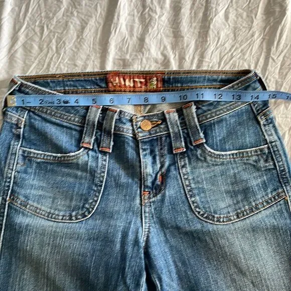 Hint Jeans Vintage Wide Leg Cropped Flare Denim Medium Wash Size 3 - Picture 11 of 14
